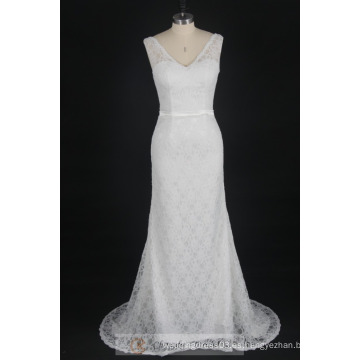 2016 Vestido nupcial cristalino de encargo del cordón del vestido de boda de la sirena La Europa